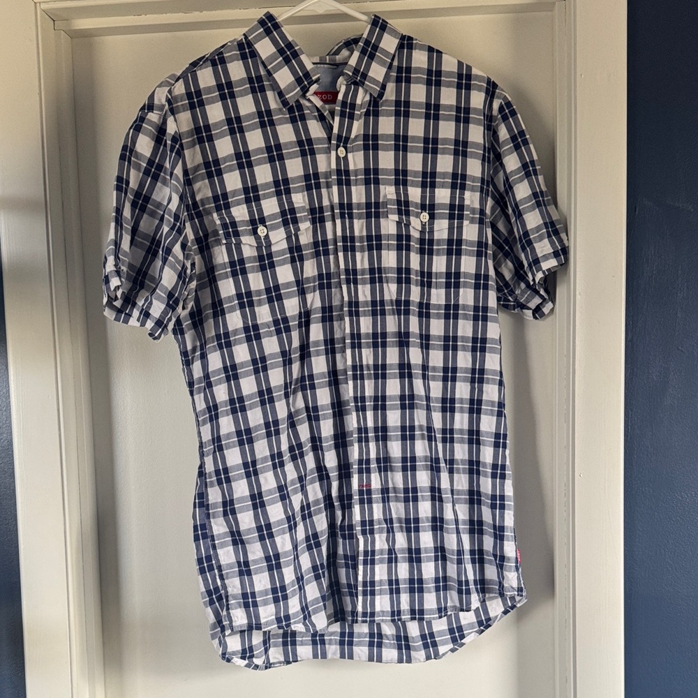 IZOD Blue and White Plaid Men's Shirt M